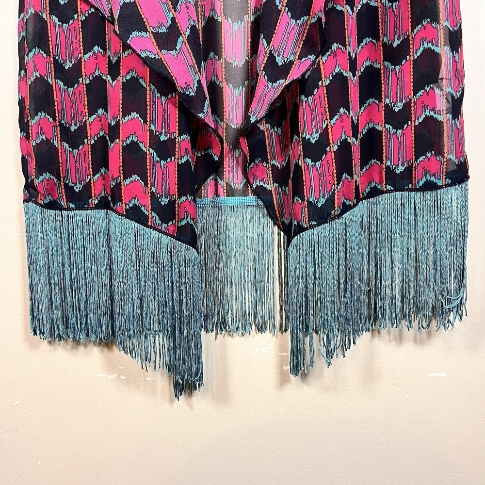 NWT LuLaRoe Sheer Fringe Kimono S Boho Duster Cardigan Festival Layering - Picture 3 of 10